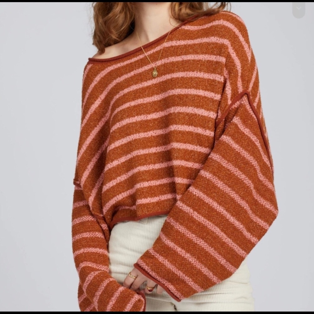 Free People Bardot Striped Chunky Sweater - Picture 5 of 13